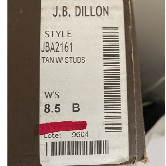 JB Dillon Silver Stud Tooled Leather Cowboy Boots Women Size 8.5B - Picture 10 of 10